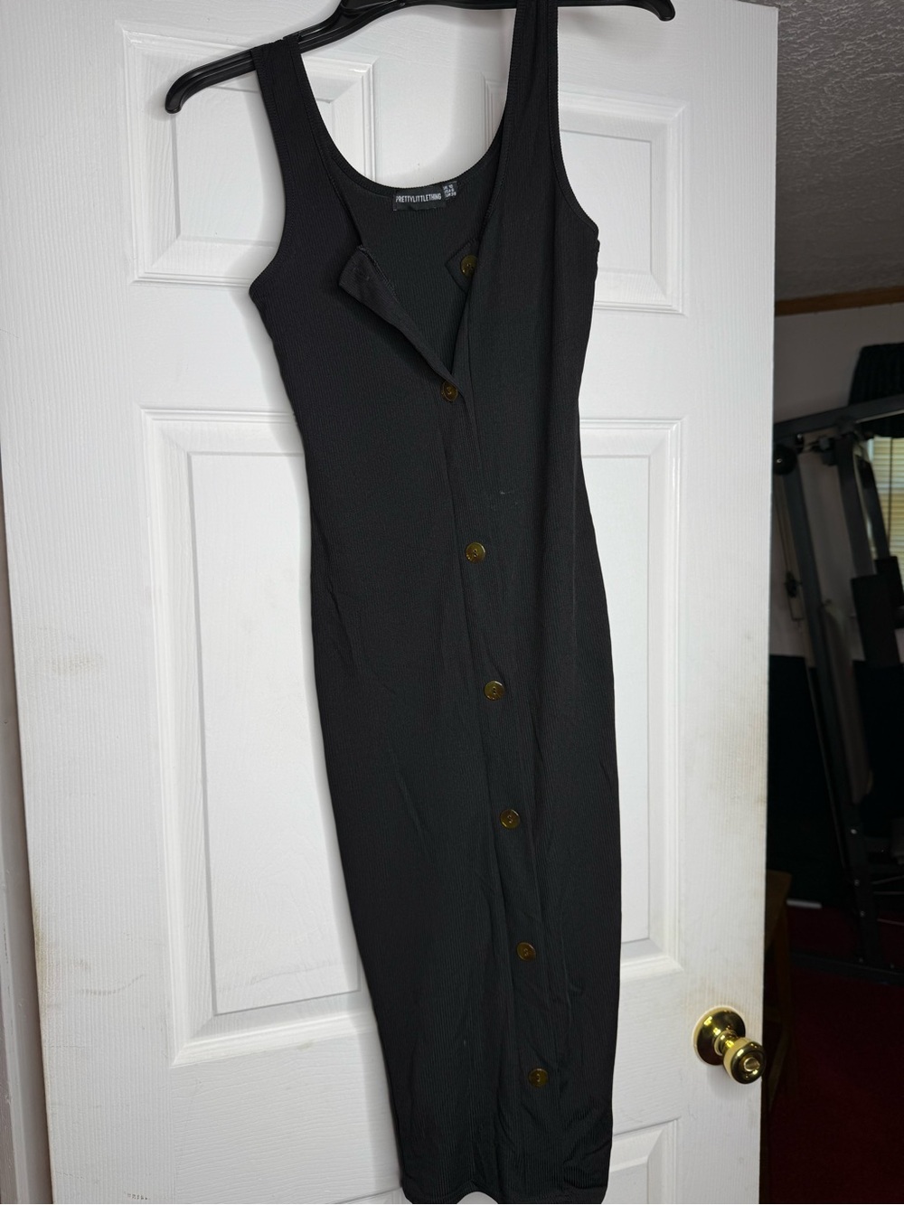 PrettyLittleThing Black Button-Front Sleeveless Midi Dress
